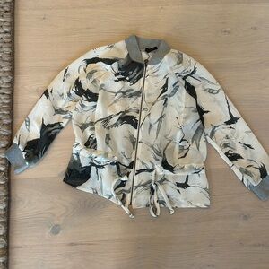 Elegant Women's Bomber Jacket with Artistic Print